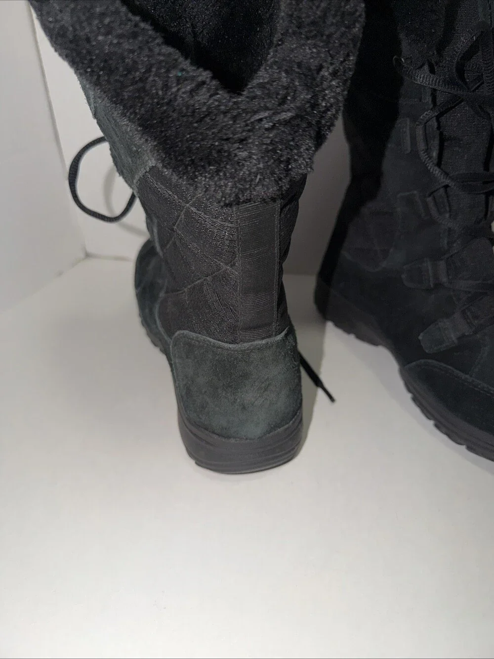 Columbia Boots Womens Ice Maiden Snow Winter Black Faux Fur Lace-Up Size 7 US